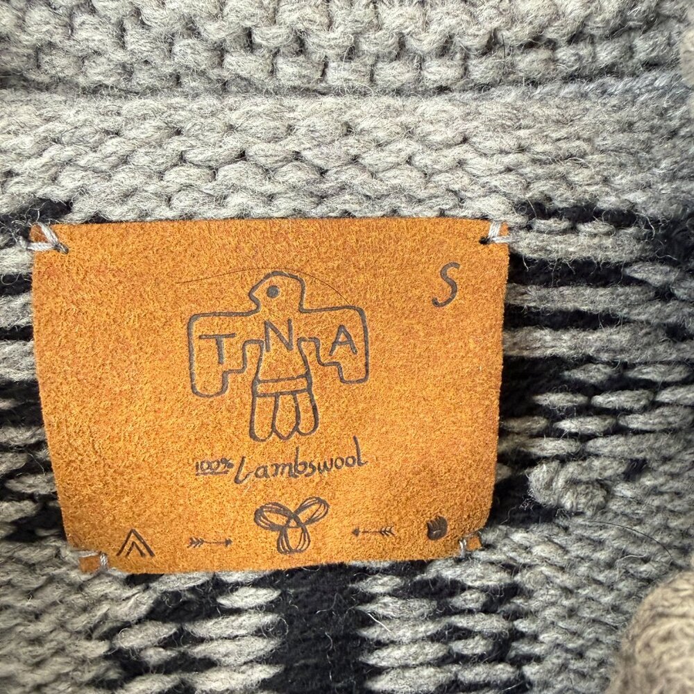Aritzia TNA Sea to Sky Cowichan Cardigan Sweater Horse Motif Lambswool Skijor S - Picture 4 of 10